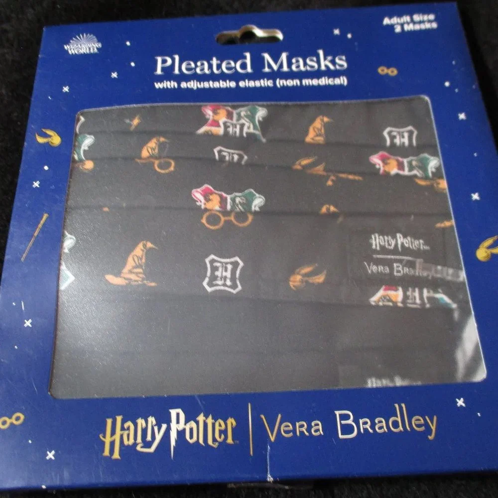 Vera Bradley Harry Potter Adult Size Pleated Masks Set of Two NEW